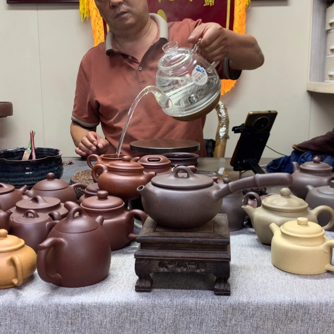 茶壶紫泥侧把壶半手工制作