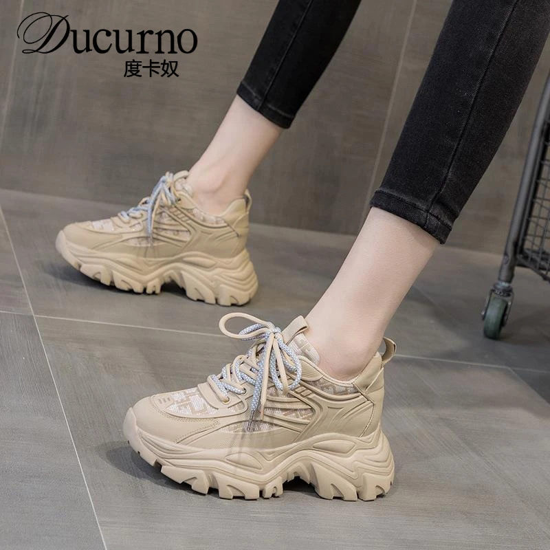 网红ins超火爆款夏季透气8cm内增高老爹厚底鞋子网红款小白鞋