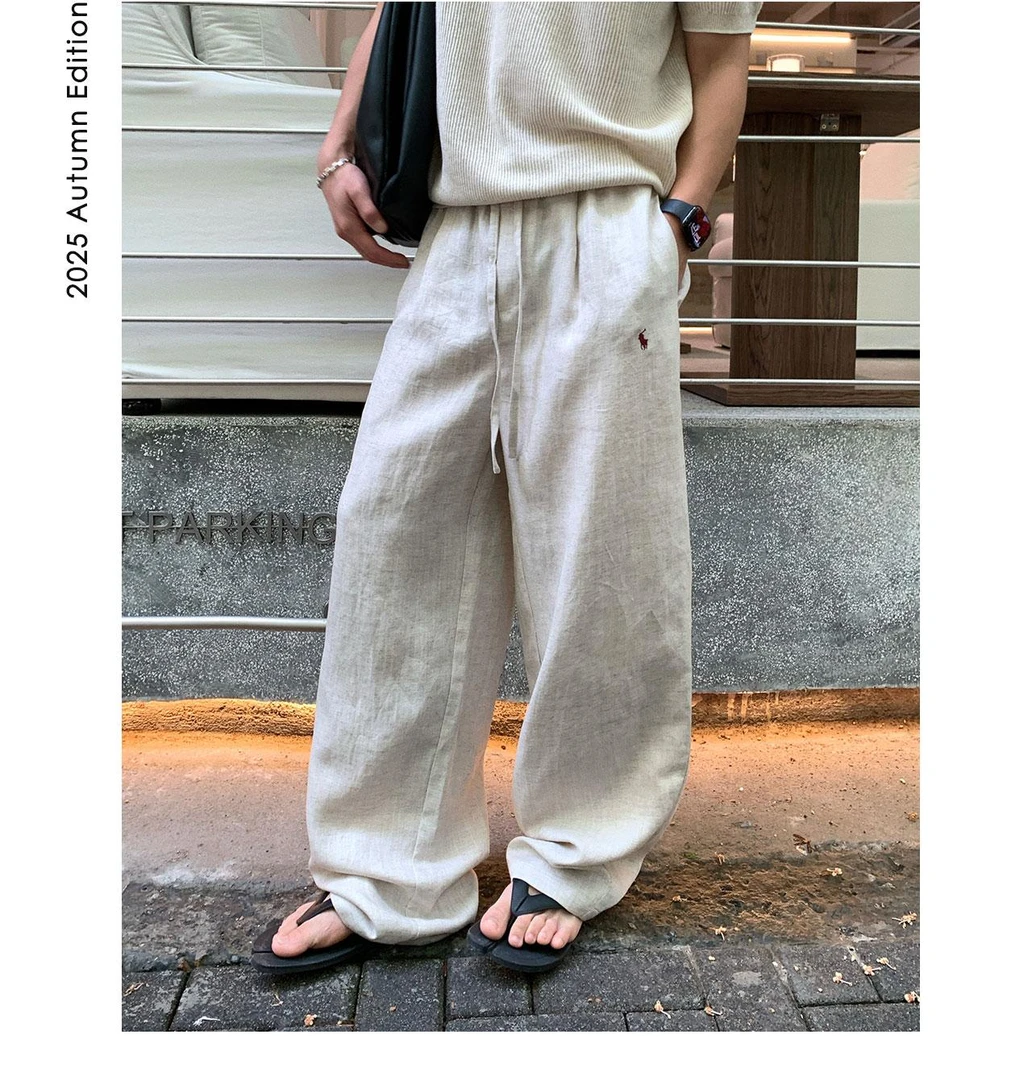 ZICHENG  25ss夏季 天丝+亚麻黑标平替系列 男士垂感亲肤休闲裤