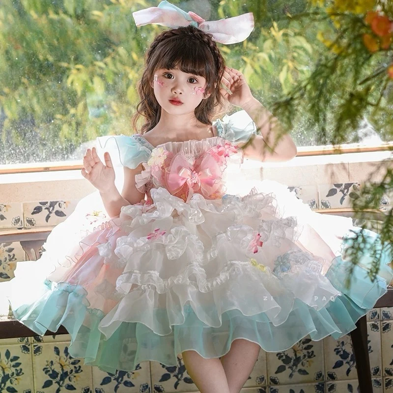 2025夏季新款清新女宝花仙子洛丽塔花朵公主裙仙女蓬蓬裙六一生日