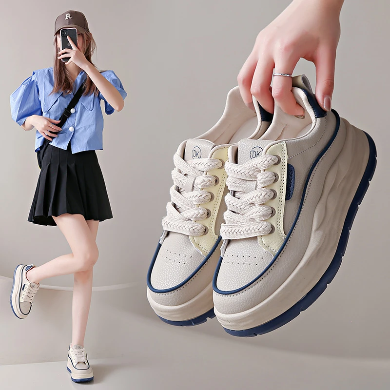 轻便防滑软底女鞋百搭夏季中跟透气时尚休闲鞋小白鞋
