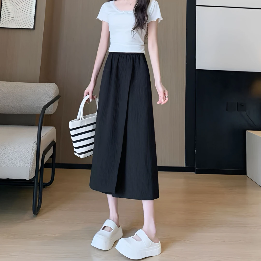 裤子裙子二合一夏季薄款防晒裙裤女高腰开叉慵懒风胯大显瘦裙裤
