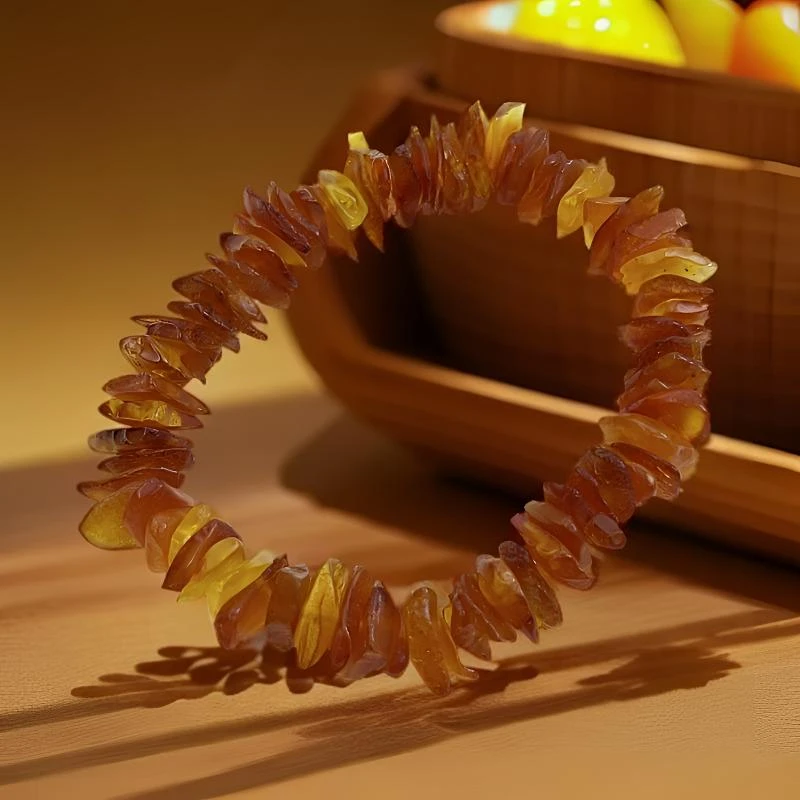 【J0364】复古小众气质百搭时尚编织彩色天然海漂蜜蜡手串单圈精美