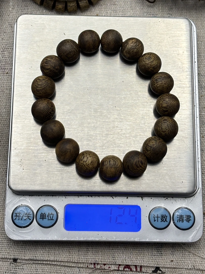 奇楠沉香圆珠单圈卡12mm+ 克重9g+