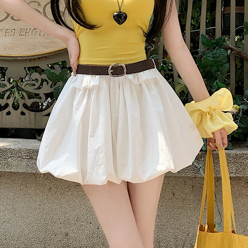 芭蕾风白色花苞蓬蓬短裙女夏季2025新款小个子高腰显瘦a字半身裙