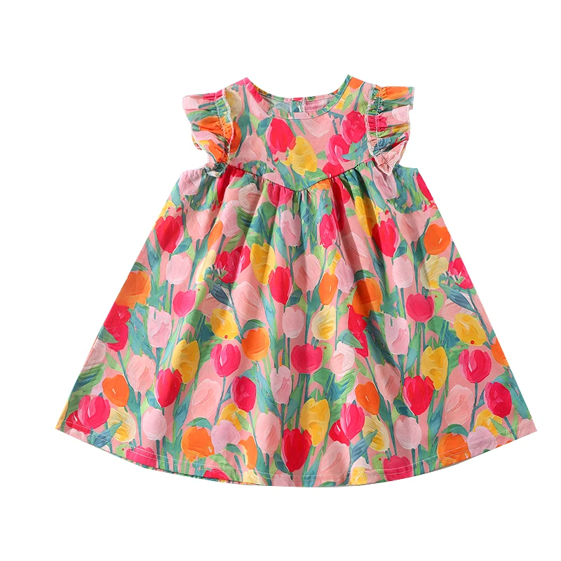 女童无袖碎花背心裙夏季宝宝纯棉连衣裙洋气小童甜美公主裙薄款