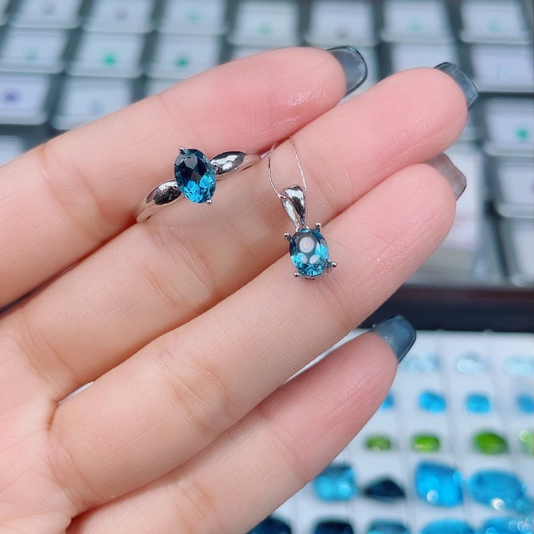 托帕石托帕石套装带链子银S925镶嵌