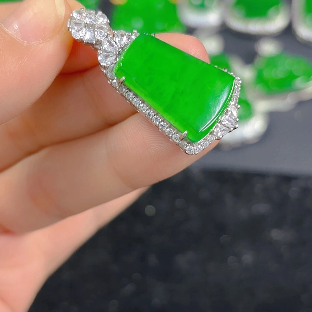 翡翠银S925镶嵌吊坠(不含链)