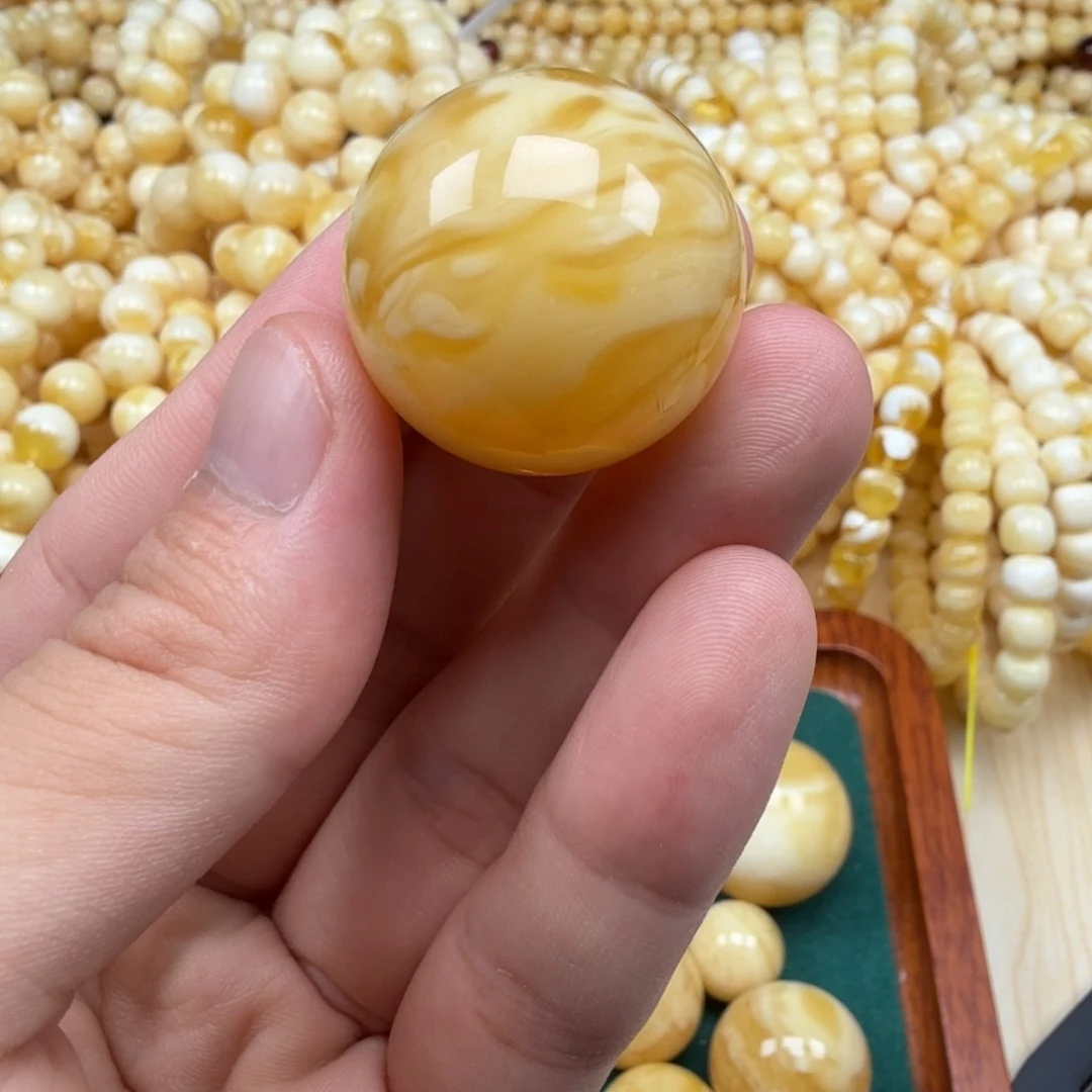 手链蜜蜡未镶嵌27+俄料溶洞妖花蜡珠子