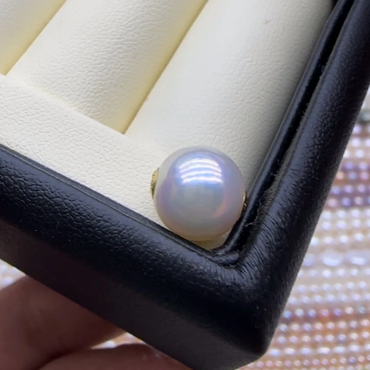 淡水珍珠摆件未镶嵌镜面18k金路路通10.2mm