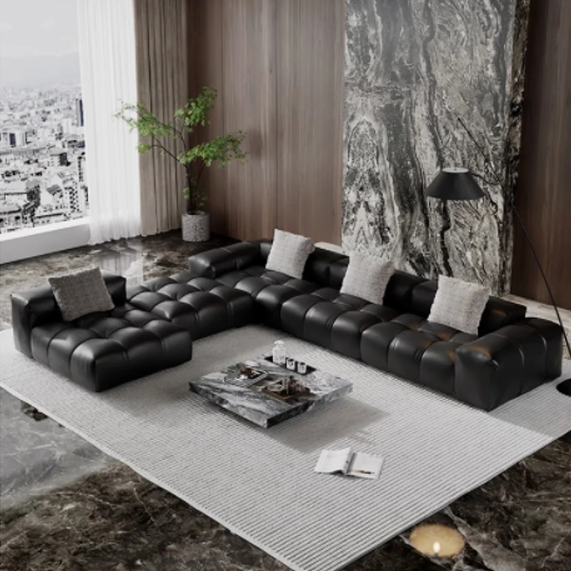 像素沙发设计师原版头层牛皮意式极简模块真皮沙发