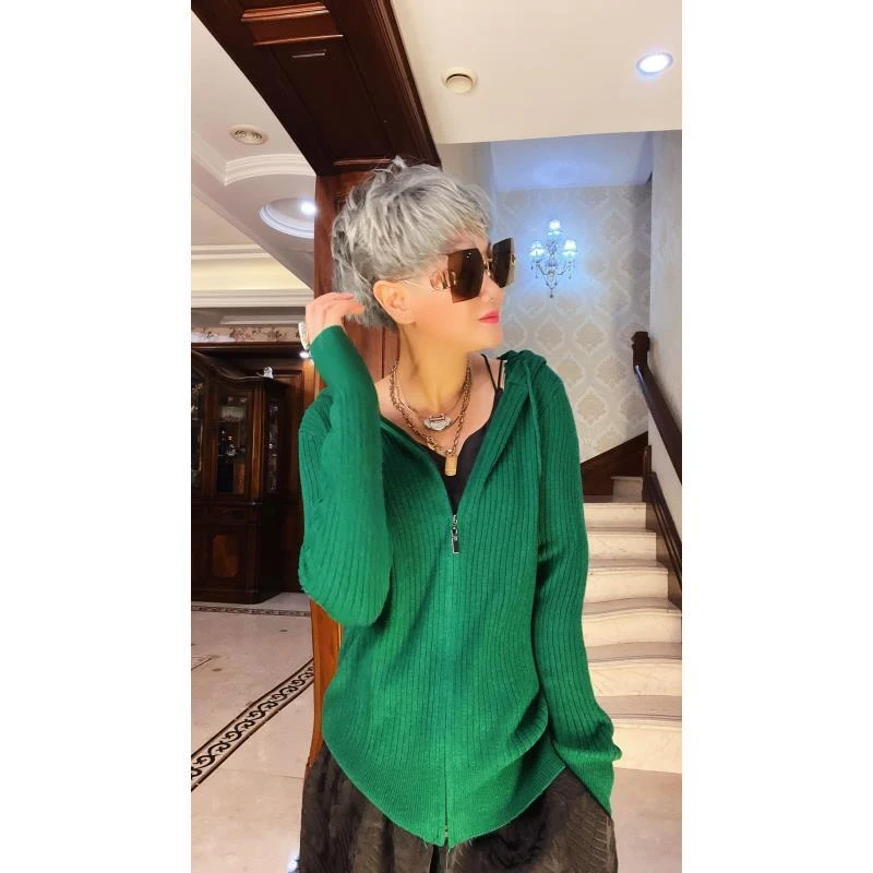 【时尚先驱】秋季设计师潮款定制连帽衫针织衫羊毛衫宽松毛衣