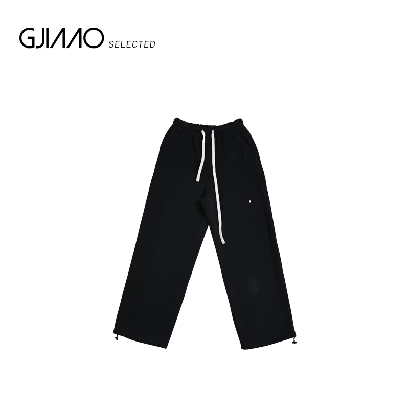 2586 一粒银扣加绒阔腿休闲裤