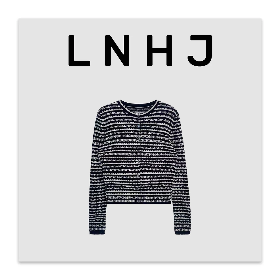 LNHJ【浪漫魔法】小香风精致条纹针织圆领开衫
