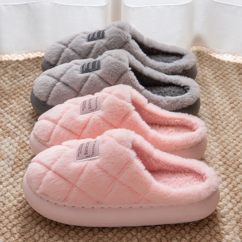 厚底加绒防滑棉拖鞋情侣冬季室内居家保暖棉拖冬天软底毛绒加厚