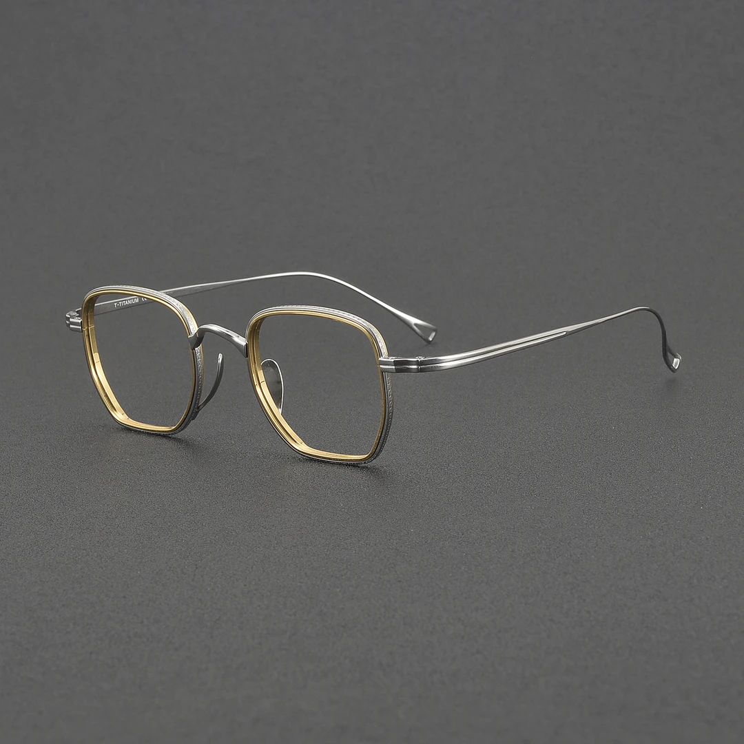 【K1223】万年龟眼镜男金色超轻钛镜框可配度数防蓝