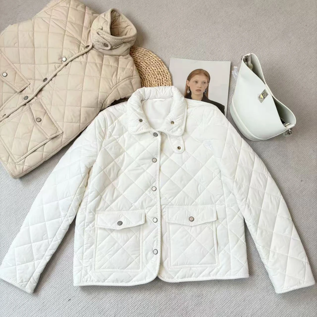 Mozch 暖阳 菱格缝压纹理灯芯绒包边保暖棉服【长58】25054