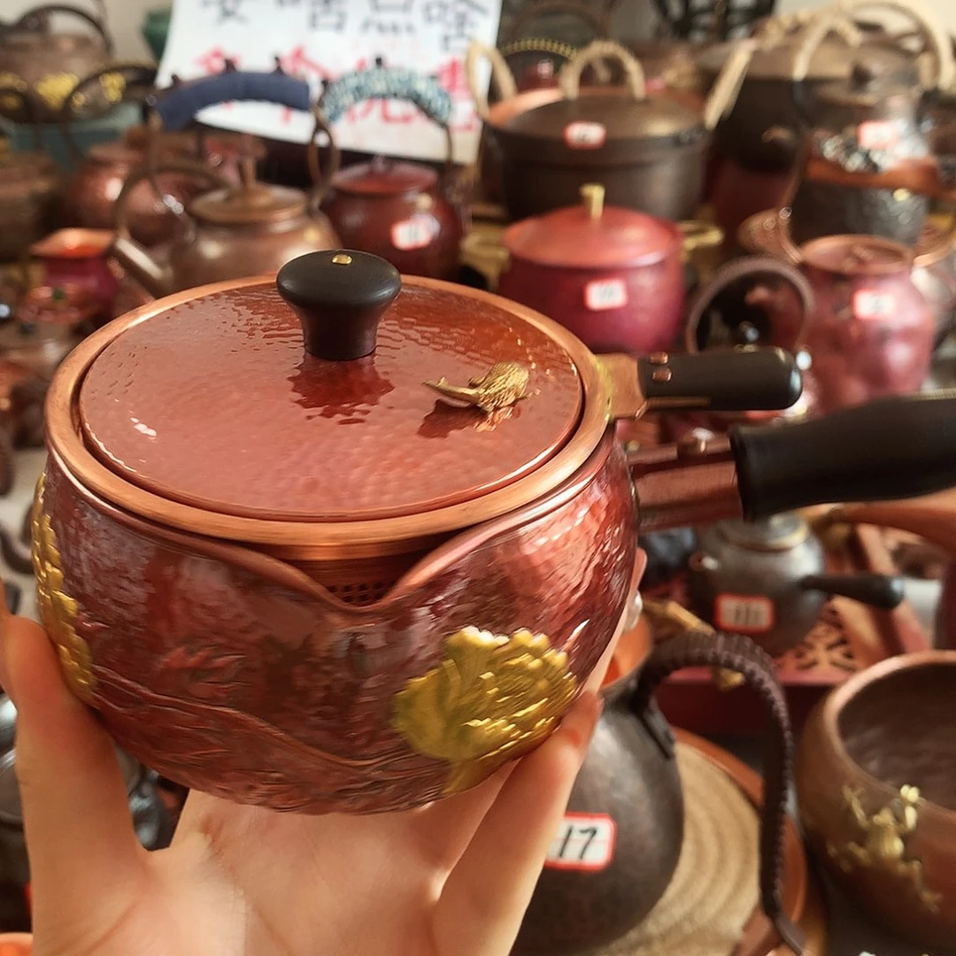 友***啊錾刻牡丹三合一侧把煮茶器