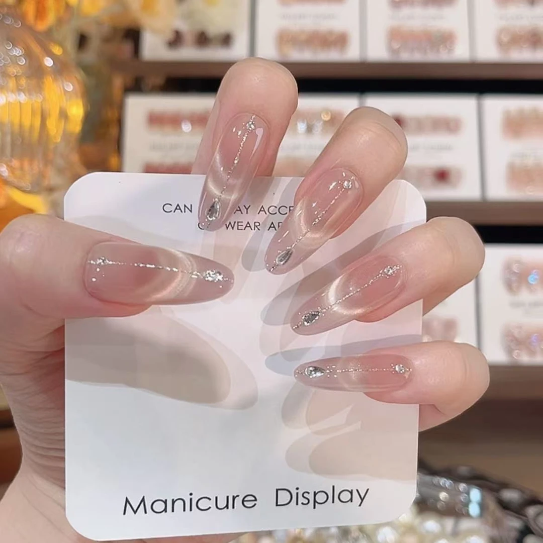 【星光】手工穿戴甲显白纯欲猫眼渐变腮红光疗美甲四季流行