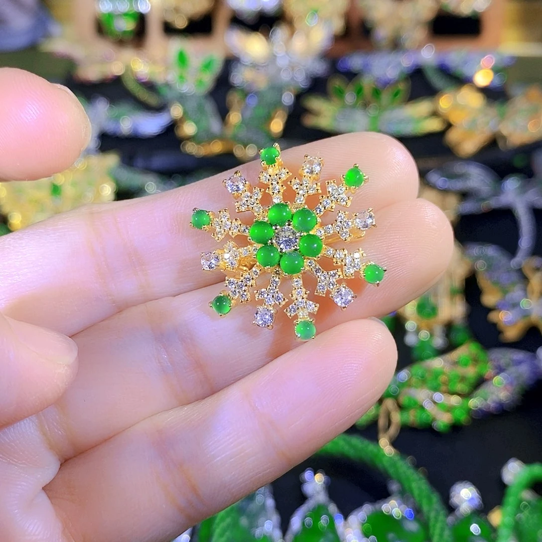 吊坠(不含链)银S925镶嵌翡翠