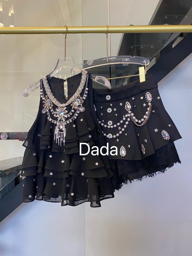 Dada设计款新款重工个性款休闲时尚百搭洋气套装C12903