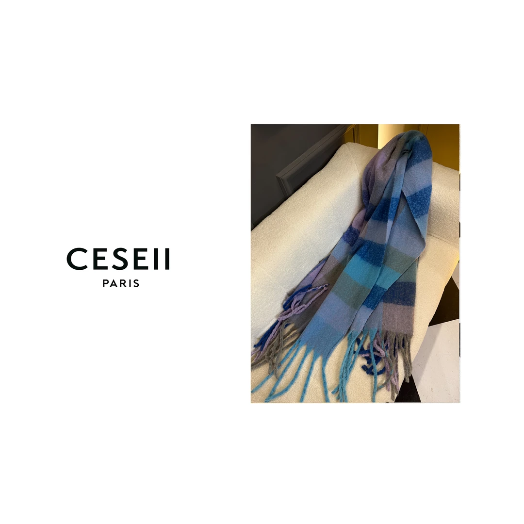 【25XJ938】CESEI I高品质超大条冬季氛围感出片蓝色围巾