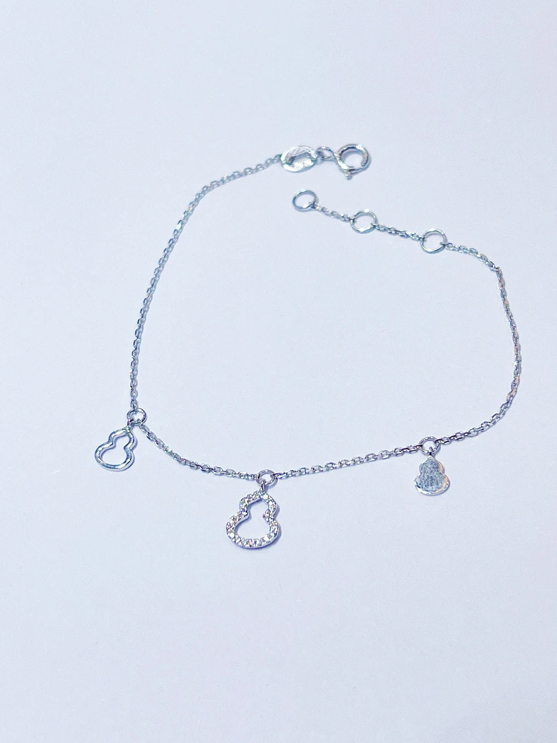 尚晶品珠宝18K金镶嵌天然钻石葫芦手链K白时尚气质简约彩金AU750