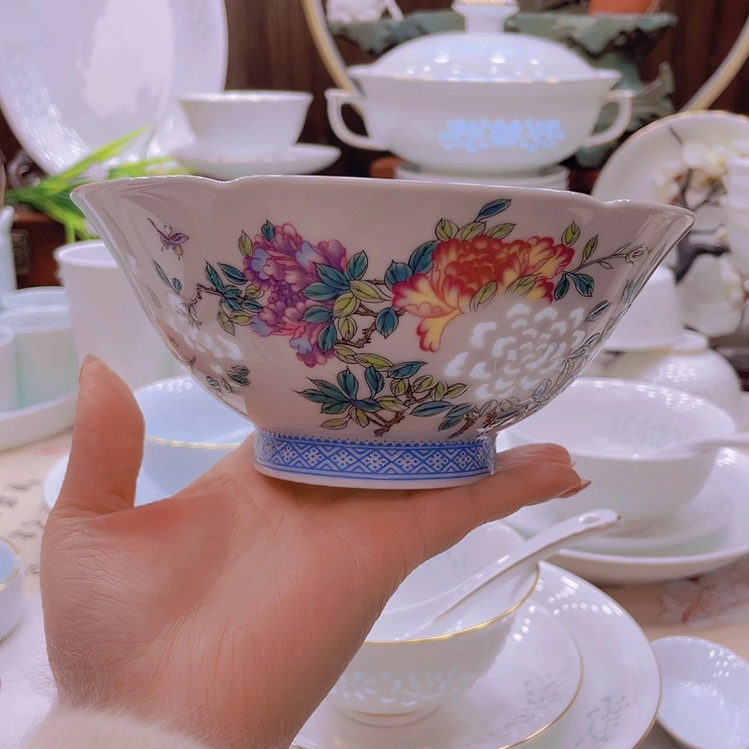 瓷景德镇玲珑瓷面碗