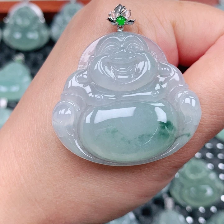 吊坠(不含链)18K金镶嵌翡翠