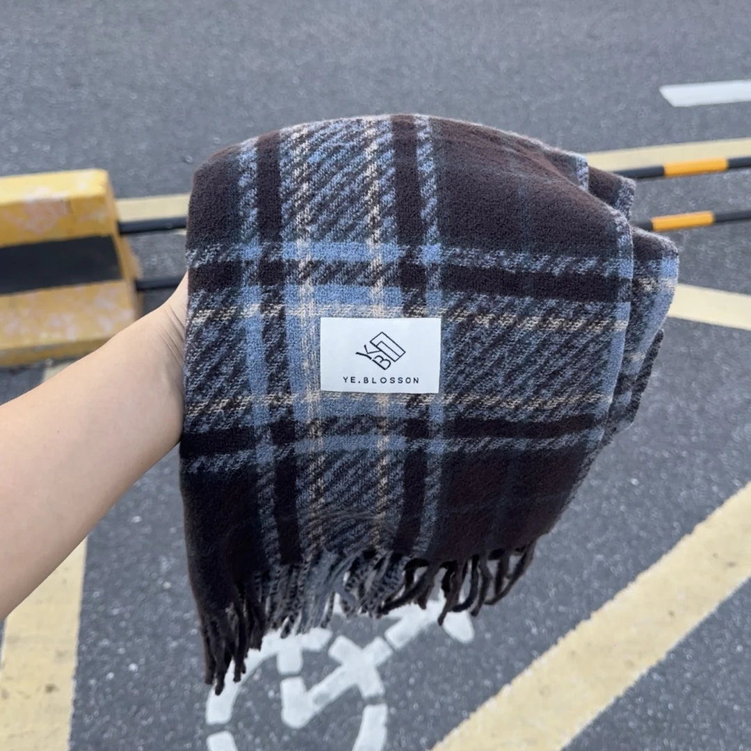 格子围巾韩系氛围高级冬季百搭拉德加厚新款保暖学生披肩情侣围脖