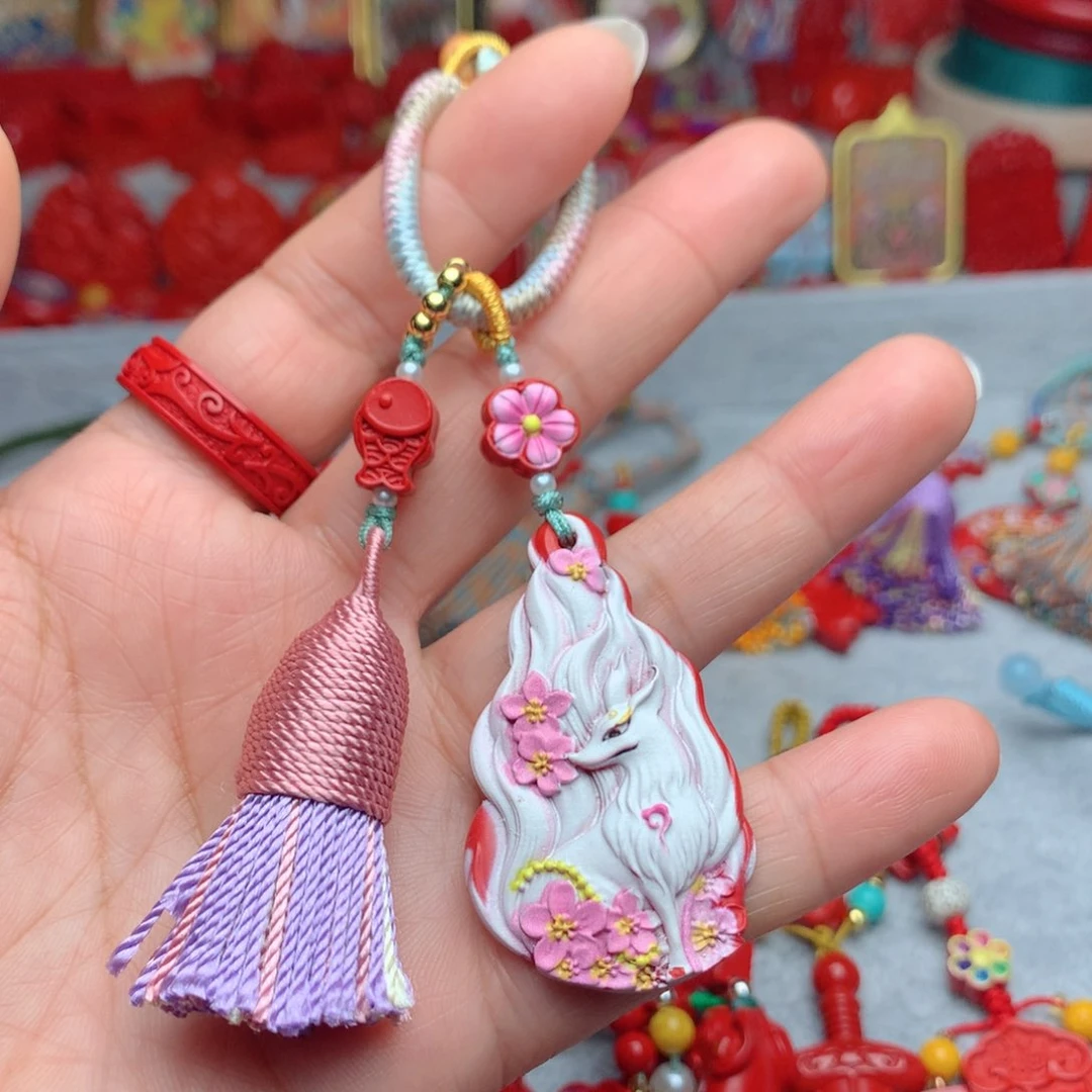 天然辰砂工艺品朱砂钥匙扣包包挂