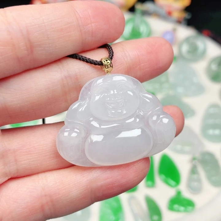 颈饰18K金镶嵌翡翠缅甸天然A货翡翠