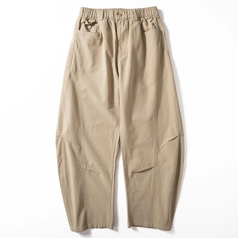 弯刀阔腿裤2025年春秋薄款纯棉柔软休闲裤子潮牌青年美式宽松长裤