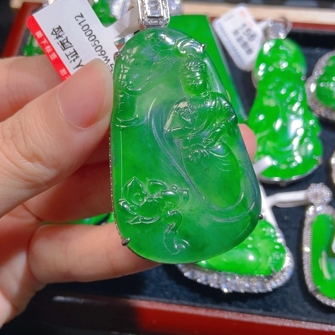 翡翠银S925镶嵌吊坠(不含链)