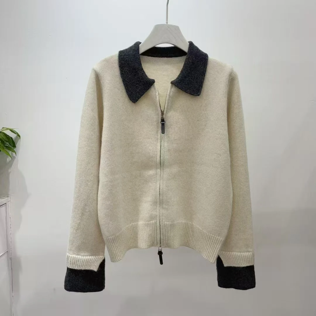 03195  张十柒服饰   针织衫女针织开衫翻领