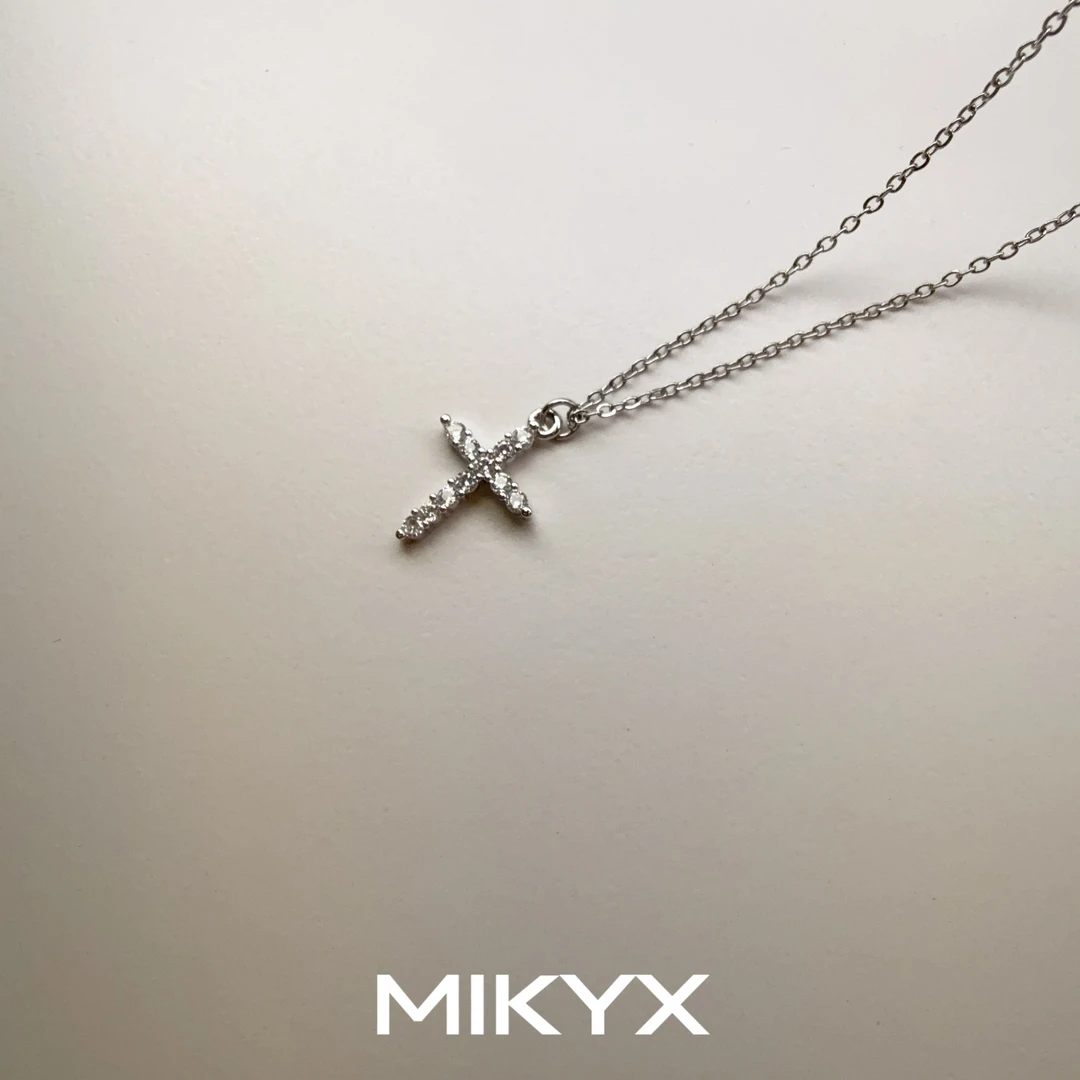 mikyx 钛钢项链 十字架镶嵌项链A001