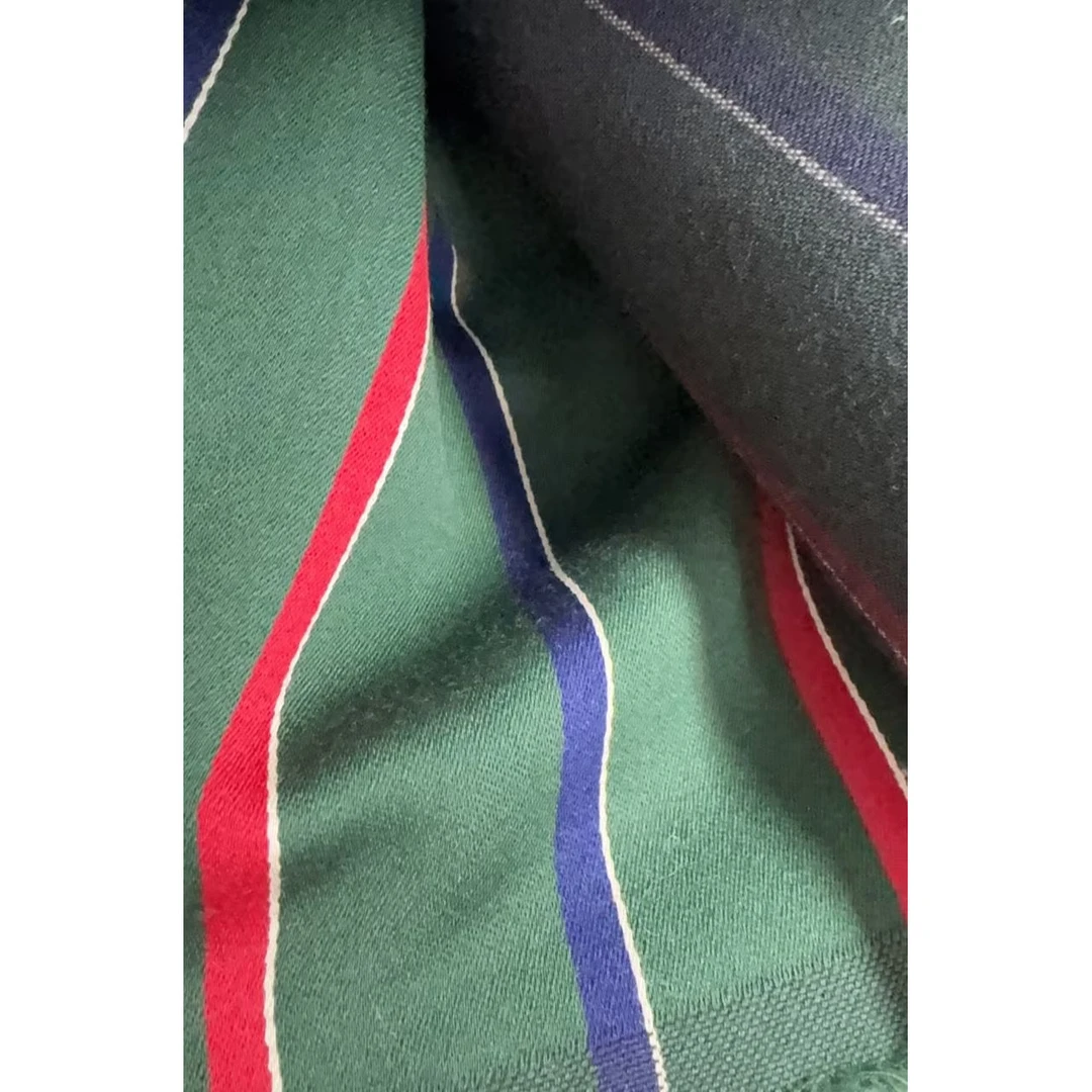 G&CC 羊毛面料 墨绿底红蓝白织纹 布料 服装 面料 意大利进口