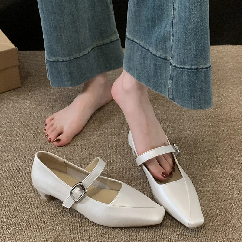 贾不假玛丽珍鞋女2025新款夏季网红热款百搭配裙子粗跟韩系小皮鞋