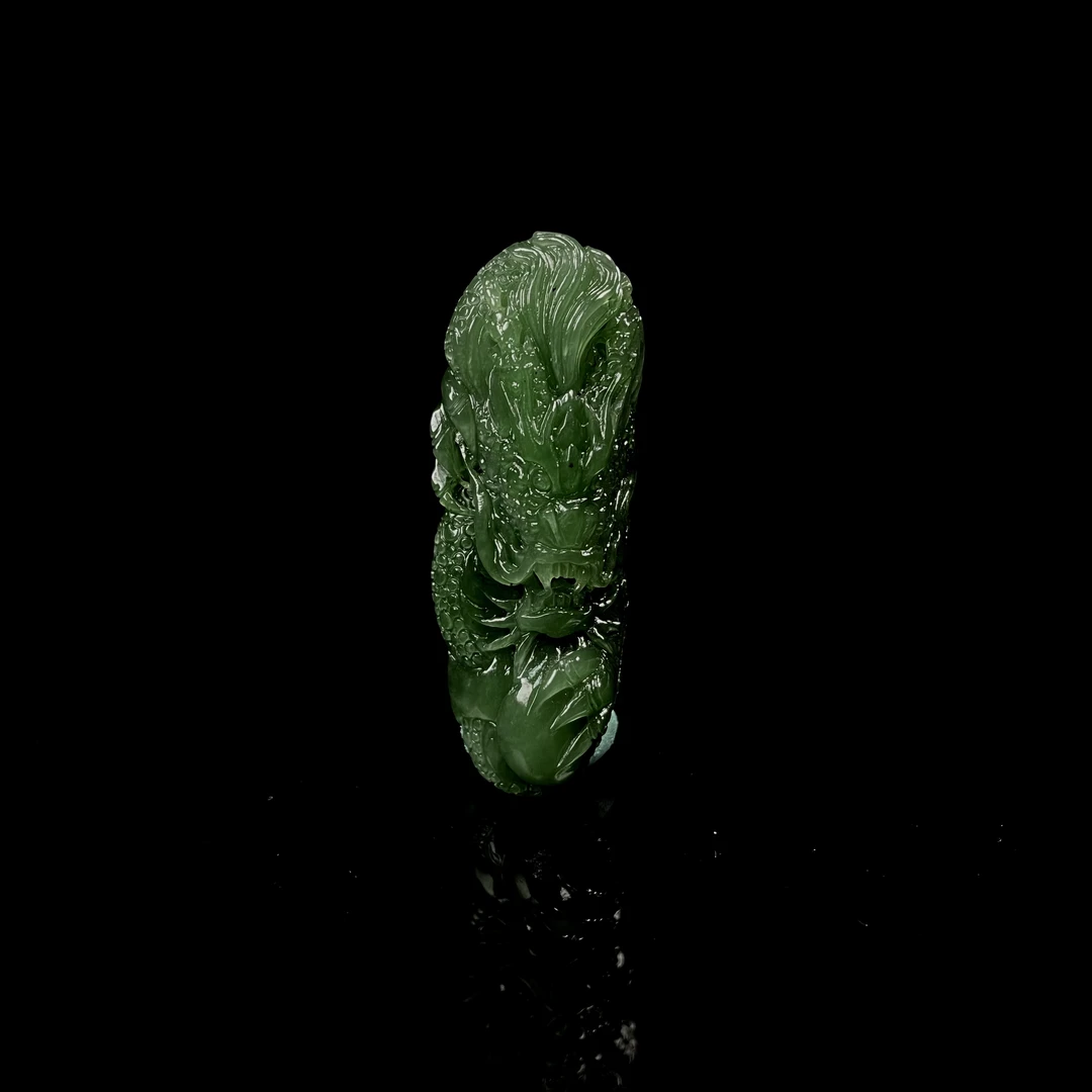 lot3536 和田玉龙坠 碧玉 58.1*21.5*14mm/23.3g/北京世纪