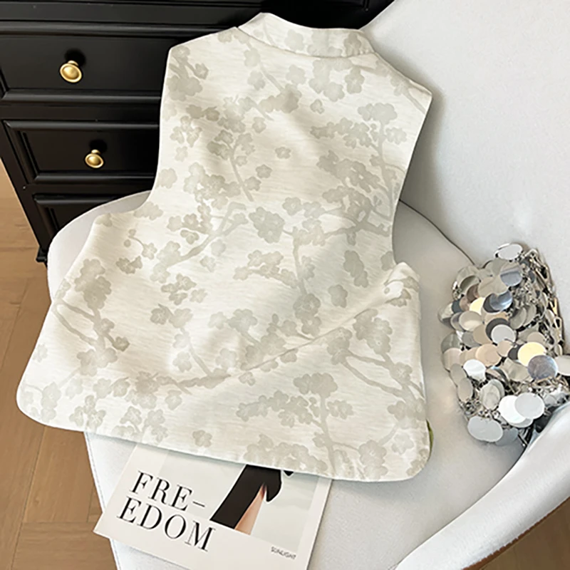 早春2025新款气质提花圆领高级感国风上衣中国风新中式马甲女