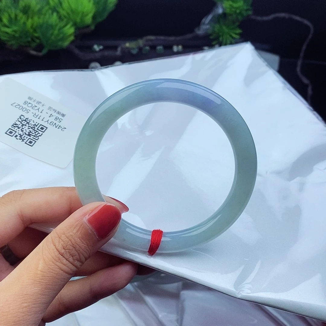 翡翠手镯未镶嵌58.5浓紫春彩