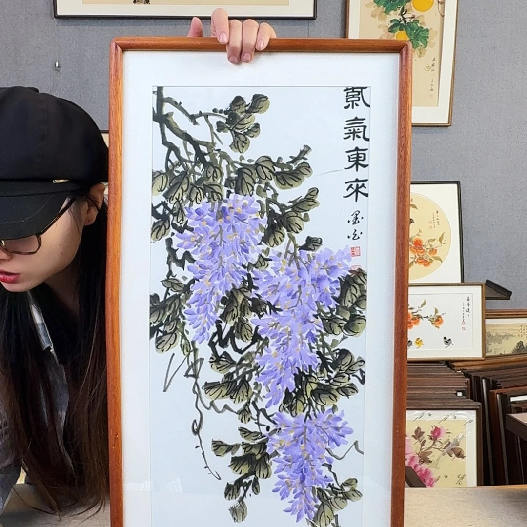 书法手绘带框尺寸： 36*69