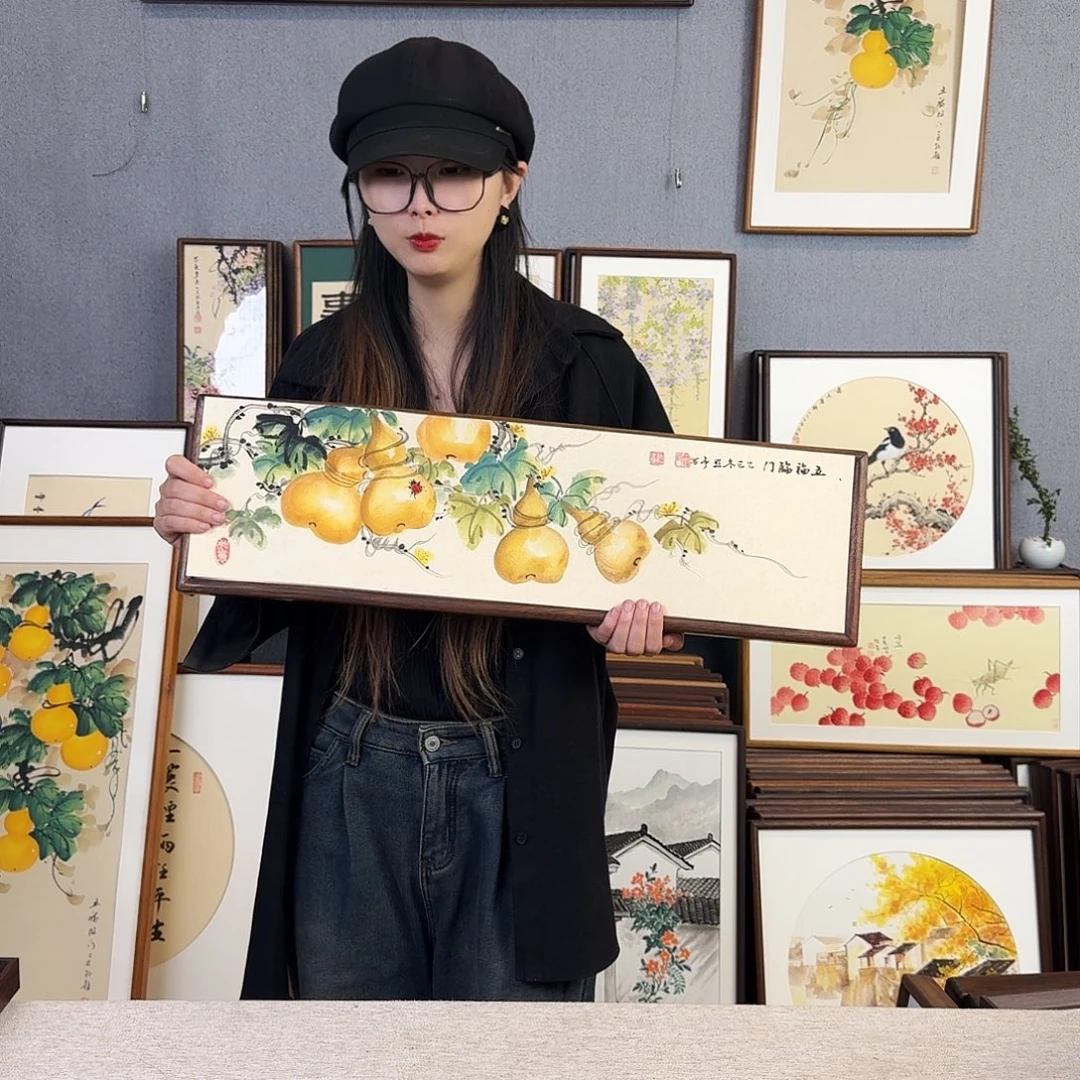 书法手绘带框尺寸：20*70