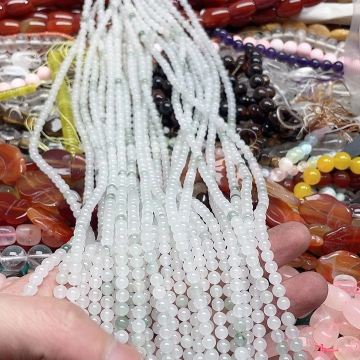 玛瑙/玉髓珠宝半成品未镶嵌2条4-5mm天山翠