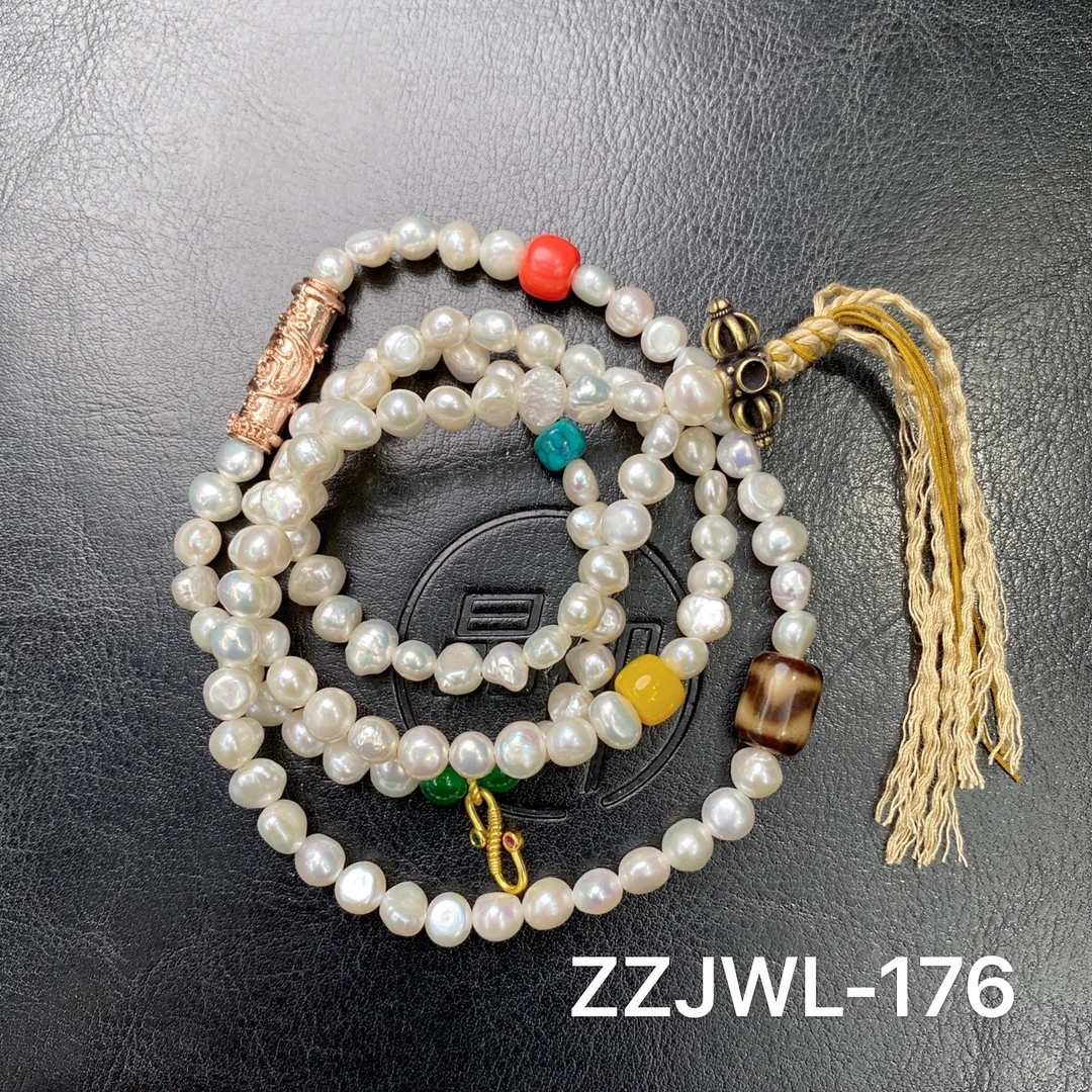晶仰ZZJWL-176坤皮澳心管巴洛克108老珍珠毛衣链