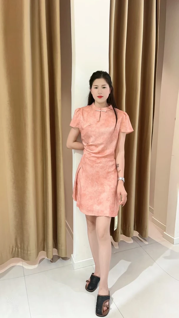 新中式国风夏季改良旗袍开叉显瘦连衣裙搭配短裤套装