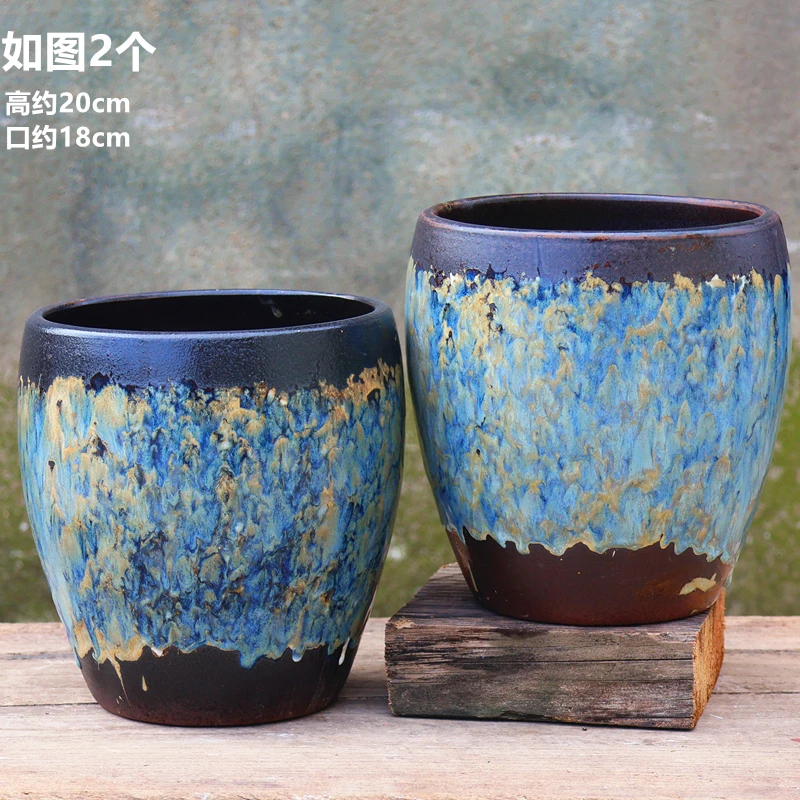 复古大口径粗陶花盆可用于多肉兰花等绿植盆栽