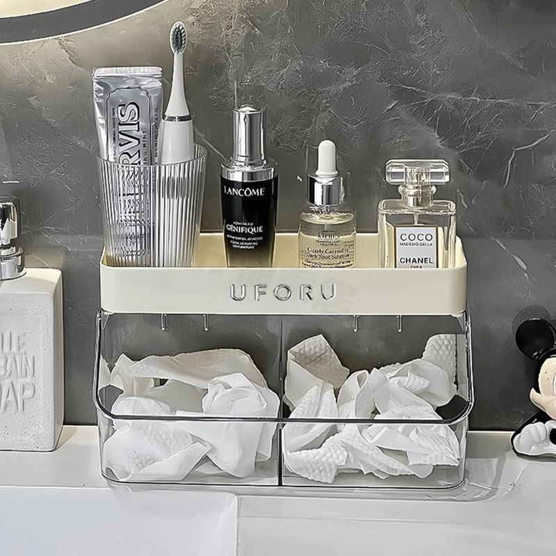 废弃洗脸巾收纳盒壁挂式浴室洗漱台多功能二次利用洁面巾置物架子