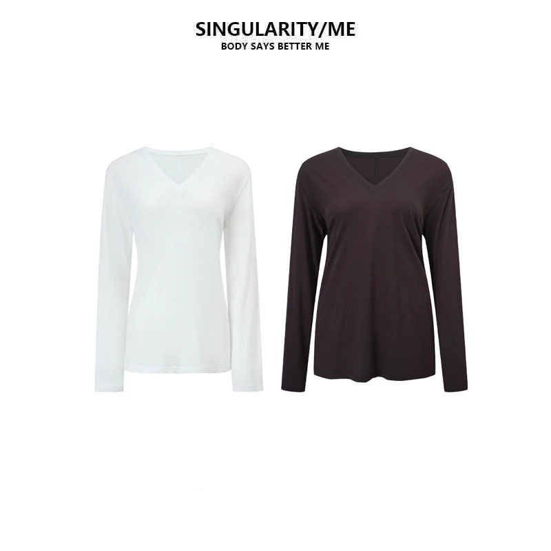 Singularity Me 8A 22819 背后中缝线显瘦V领宽松慵懒打底衫上衣