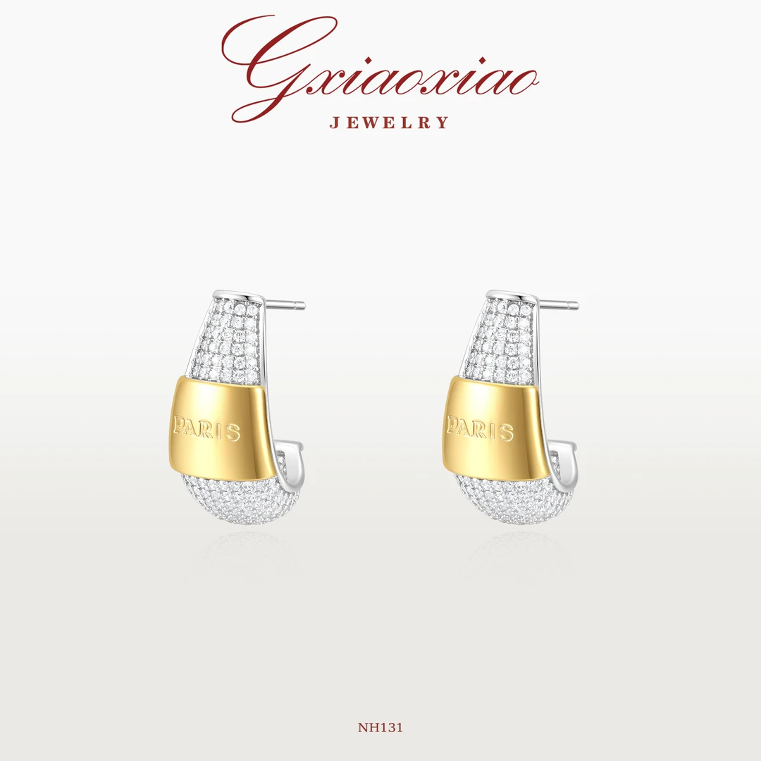 G XIAOXIAO 镀K金 法式气质小众高级百搭拼色字母耳环 NH131
